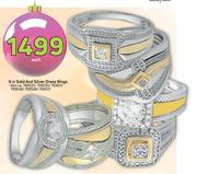 9ct Gold And Silver Dress Rings-Each