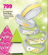 9ct Gold And Silver Rings-Each