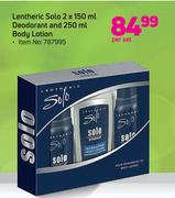 Lentheric Solo 2 x 150ml Deodorant And 250ml Body Lotion-Per Set