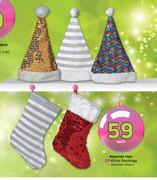 Assorted hats Or 45cm Stockings Assorted Colours-Each