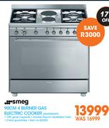 Smeg 90cm 4 Burner Gas Electric Cooker SSA92MAX9