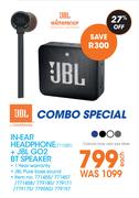 JBL In Ear Headphone + JBL GO2 BT Speaker Combo Special-Each