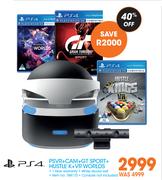 PS4 PSVR + Cam + GT Sport + Hustle K + VR Worlds