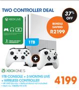 Xbox One S 1TB Console + 3 Months Xbox Live Gold Membership + Wireless Controller