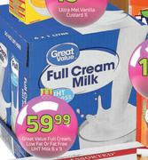 Great Value Full Cream, Low Fat Or Fat Free UHT Milk-6 x 1Ltr