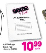Game Time A4 100 Page Exam Pad-Each