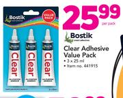 Bostik Clear Adhesive Value Pack-3X25ml