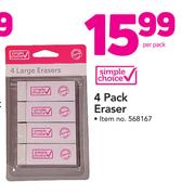 Simple Choice 4 Pack Eraser-Per Pack