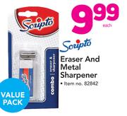 Scripto Eraser And Metal Sharpener-Each