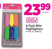 Simple Choice 6 Pack Mini Highlighters-Per Pack