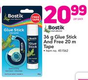 Bostik 36g Glue Stick And Free 20m Tape-Per Pack
