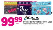 Butterfly 10" Double Zip Tablet Pencil Case-Each