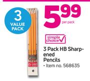 Simple Choice 3 Pack HB Sharpened Pencils-Per Pack