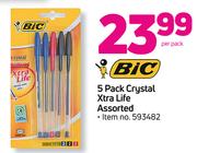 Bic 5 Pack Crystal Xtra Life Assorted-Per Pack