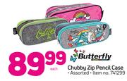 Butterfly Chubby Zip Pencil Case-Each