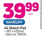 Marlin A4 Sketch Pad-297 x 420mm Each