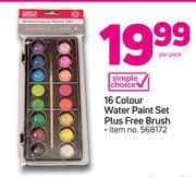 Simple Choice 16 Colour Water Paint Set Plus Free Brush-Per Pack