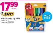 Bic Kids Visa Felt Tip Pens Pack Of 12-Per Pack