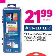 Staedtler 12 Pack Water Colour Tablet & Brush-Per Pack