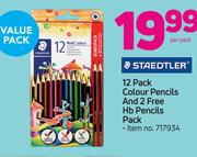 Staedtler 12 Pack Colour Pencils & 2 Free HB Pencils Pack-Per Pack