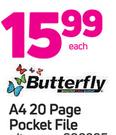 Butterfly A4 20 Page Pocket File-Each