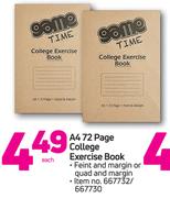 A4 72 Page College Exercise Book-Each