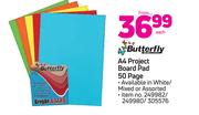 Butterfly A4 Project Board Pad 50 Page-Each