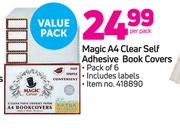 Magic A4 Clear Self Adhesive Book Covers Pack Of 6-Per Pack Includes Labels