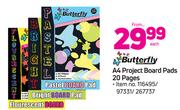 Butterfly A4 Project Board Pads 20 Pages-Each