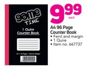 Game Time A4 96 Page CounterBook Feint & Margin 1 Quire-Each