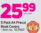 Manchester United 5 Pack A4 Precut Book Covers-Per Pack