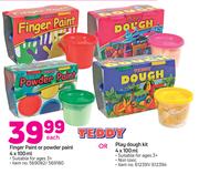 Teddy Finger Paint Or Powder Paint-4 x 100ml Or Teddy Play DoughKit-4 x 100ml