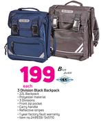 Blue Juice 3 Division Black Backpack-Each