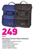 43cm Navy 5 Division Flapover Backpack-Each
