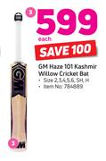 GM Haze 101 Kashmir Willow Cricket Bat Size 2, 3, 4, 5, 6, SH, H