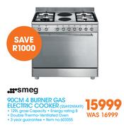 Smeg 90cm 4 Burner Gas Electric Cooker