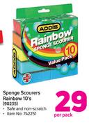Addis Rainbow Sponge Scourers Rainbow 10's-Per Pack