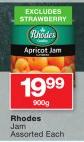 Rhodes Jam(Excluding Strawberry) Assorted-900g Each