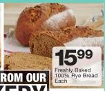 Freshly Baked 100% Rye Bread-Each