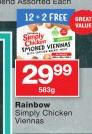 Rainbow Simply Chicken Viennas-583g