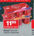 Clover Smooth Yoghurt Assorted-6 x 100g Per pack