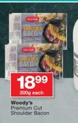Woody's Premium Cut Shoulder Bacon-200g Each