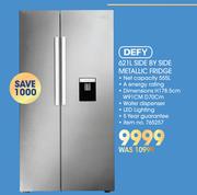 Defy 621Ltr Side By Side Metallic Fridge