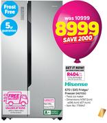 Hisense 670L SXS Fridge/Freezer H670SI