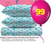 Double Or Queen 3 Piece Microfiber Sheet Set Assorted