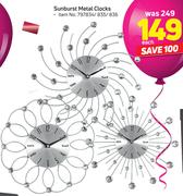 Sunburst Metal Clocks-Each