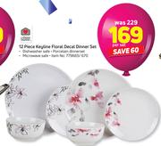 Always Home 12 Piece Keyline Floral Decal Dinner Set-Per Set