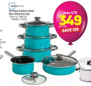 Mainstays 10 Piece Carbon Steel Non Stick Pot Set-Per Set