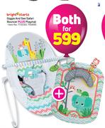 Bright Starts Giggle & See safari Bouncer Plus Playmat-Both For