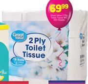 Great Value 2 Ply Toilet Tissue 18's 350 Sheets